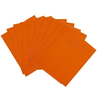 Image of Rhino 8 x 6.5 Exercise Books, 48 Page / 7mm Squared Paper Notebook, 10 Pack, Writing Book, Office &amp; School Stationery Supplies, Orange