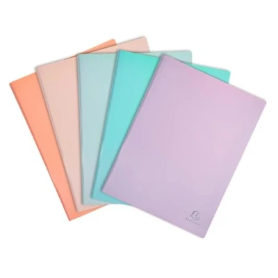Image of Exacompta Ref 8860E Box of 8 OPAK Document Holders 60 Smooth Crystal Pockets 120 Views for A4 Size Dimensions 24 x 32 cm semi Rigid Polypropylene Cover Assorted Colours
