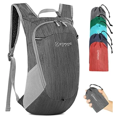 Image of ZOMAKE Foldable Backpack Ultra Lightweight Packable Rucksack Water Resistant Small Rucksack,Hiking for Outdoor Travel Walking,Camping (Black)