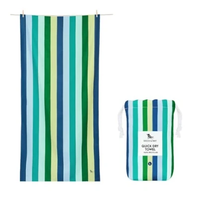 Image of Dock &amp; Bay Beach Towel Quick Dry, Sand Free Compact, Lightweight 100% Recycled Includes Bag Summer Cool Lagoon, Large (160x90cm, 63x35)