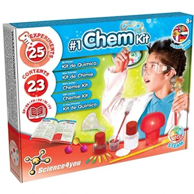 Image of Science4you My First Chemistry Set, Age 8+ Science Lab with 25 Experiments for Kids: Explosive Experiments, Molecular Model Kit Educational Toys and Stem Toy 8,Blue / Red,37 x 6 30