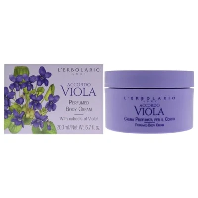 Image of LErbolario Perfumed Body Cream, Accordo Viola, 200 ml Lotion With Extracts of Violet Floral Powdery Scent Moisturizing Cruelty Free