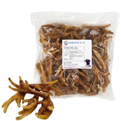 Image of Express Pet Supplies Chicken Feet, 100% Natural Air Dried Dog Treat Chews, Breeds 1kg (40 50 Feet)