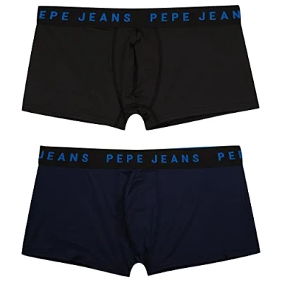 Image of Pepe Jeans Men&#039;s Logo Tk Lr 2P Trunks, Blue (Dulwich Blue), S (Pack of 2)