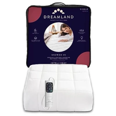Image of Dreamland Snowed In Organic Cotton Warming Mattress Protector Single