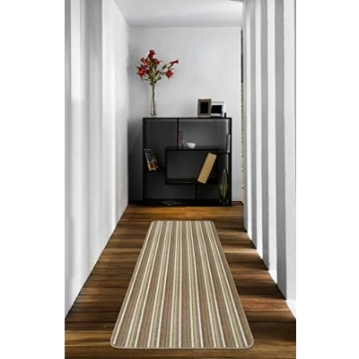 Image of eXtreme MODERN MACHINE WASHABLE ANTI SLIP KITCHEN UTILITY HALL LONG RUNNER DOOR MAT RUG (Cream, 240 x 67cm runner)