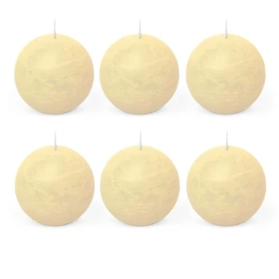 Image of Spaas 6 Rustic Unscented Ball Candles 80 mm, 24 Hours, Ivory