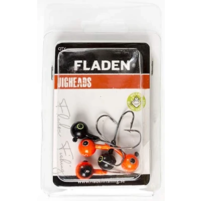 Image of FLADEN fishing Assorted Multi Coloured Non Toxic Ball Jigheads Perfect for predator with soft bodied lures (5 Pack 10g 4/0 Hook, Black/Orange) [35 21040]
