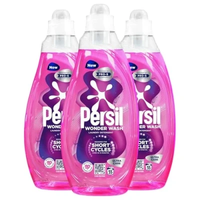 Image of Persil Wonder Wash Liquid Detergent Stain Removal Designed for Shortest Cycles Even in 15 Minutes Fast Acting Formula with PRO S Technology 55 Washes 1.485 Litre (Pack of 3, Ultra Care)