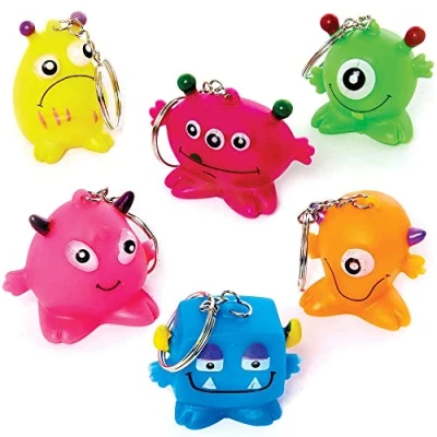 Image of Baker Ross FC945 Monster Keyrings Pack of 6, Kids Party Bag Fillers, Key Chain, Toys for