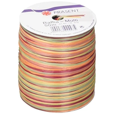Image of C.E. Pattberg RAFFIA Multicolour orange green brown Ribbon, 55 yards Gift Ribbon for Wrapping Presents, 5 Strand Gifts, Accessories Decorating and Handicrafts, every occasion