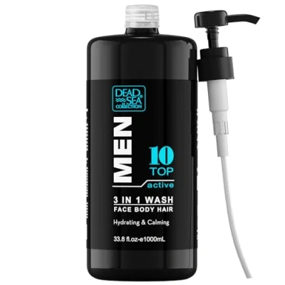 Image of Dead Sea Collection Mens Shower Gel 3 in 1 Top 10 Active Body Wash with Salt, Shampoo for Men, Face (1000 ml.)