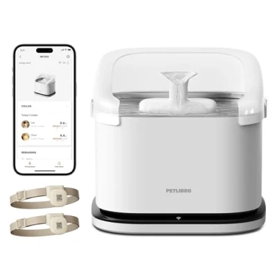 Image of PETLIBRO Smart Cat Water Fountain, RFID Pet Identification, 2.4 Ghz Wi Fi App Monitoring, Dockstream Dispenser for Drinking, Multi Hydration Tracking, Ideal Cats (White, 3L)