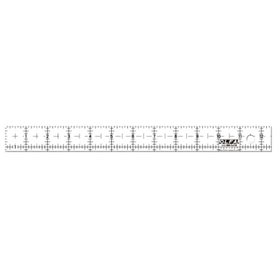 Image of Olfa 1.25x12.5 inch Acrylic Quilting Ruler, Transparent, Molded, With 1/8&quot; Increments