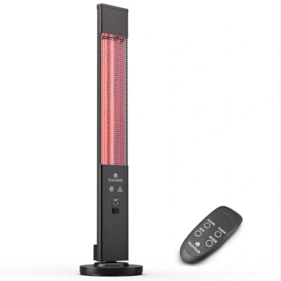 Image of blumfeldt Standing Infrared Heater, Patio 3000W Indoor &amp; Outdoor Heaters For Home Garden, Electric Heaters, Tipping Protection, Remote, Energy Efficient IP65 Heater
