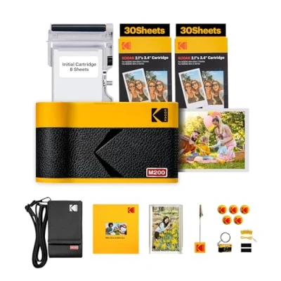 Image of KODAK Mini 2 ERA 4PASS Portable Photo Printer (2.1x3.4 inches), Initial 8 Sheets + 60 Pack, Accessory Bundle, Yellow