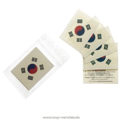 Image of South Korea Temporary Tattoo Set Fan Flag 2018 (5 x Tattoos)