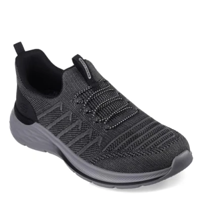 Image of Skechers Men&#039;s Garner Crispin Bungee Lace Slip on Loafer, Black Mesh, 8 UK