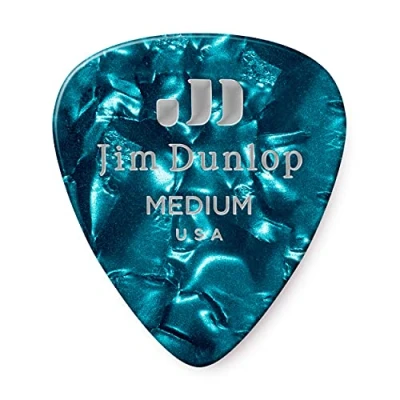 Image of Jim Dunlop 483P11MD Guitar Pick Player Pack Plectrum for Electric Guitar, Turquoise Pearl (Pack of 12)