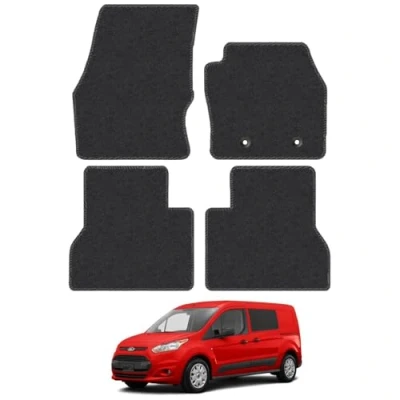 Image of Carpet Floor Mats for the Ford Transit Connect (2013 2016) [Only suitable long wheelbase DCIV] Custom Van Accessory Tailored fit, Granulated Anti Slip Layer &amp; Black Binding