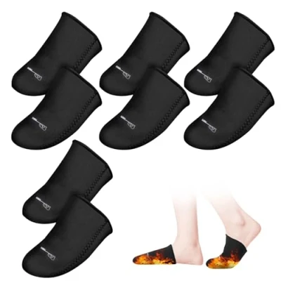Image of Neoprene Toe Covers Warmers Ice Bath 4 Pairs Winter Thermal Feet Elastic for Cycling Running Hiking Baths, Black