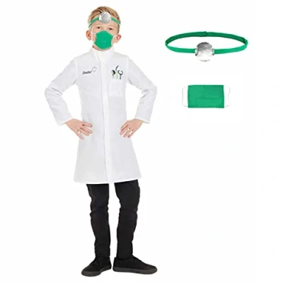 Image of Fun Shack Kids Dentist Costume for Kids, Dress Up Halloween Costume, Scrubs Medium