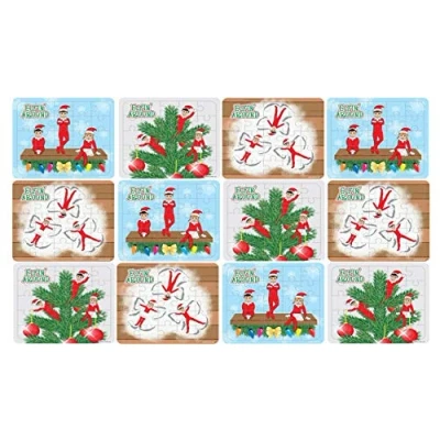 Image of Henbrandt 12x Children’s Mini Elfin Around Christmas Jigsaw Puzzles 25 Piece Jigsaws for Kids Toys Xmas Stocking Fillers Eve Box Boys and Girls