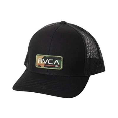 Image of RVCA Men&#039;s Hat, Curved Trucker/Black Camo, One Size