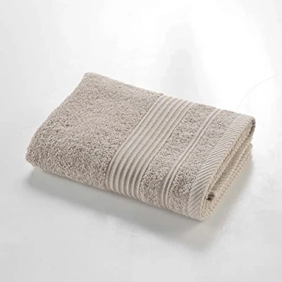 Image of Douceur d&#039;Intérieur, Tendresse Bath Towel 50 x 90 cm Taupe Plain Terry Cloth