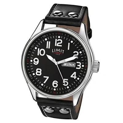 Image of Limit Pilot Men&#039;s Quartz Watch with Black Dial Analogue Display and PU Strap 5491.01