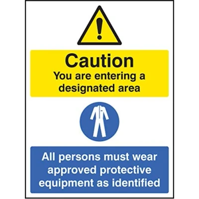Image of Mandatory Signs Designated area all persons must wear approved PPE Rigid Plastic
