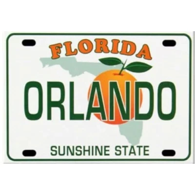Image of World By Shotglass Orlando Florida License Plate Fridge Collector&#039;s Souvenir Magnet 2.5&quot; X 3.5&quot;