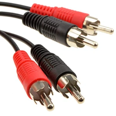 Image of kenable RCA Phono Twin Plugs to Stereo Audio Cable Lead Nickel 3m [3 metres]