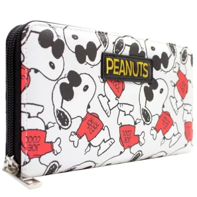 Image of Joe Cool Peanuts Snoopy Charlie Brown Purse Clutch Coin Pocket &amp; Card Holder, White
