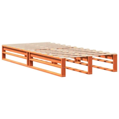 Image of vidaXL Bed Frame without Mattress Solid Pine Wood Wax Brown 90x190 cm Single Size Bedroom Furniture with Slatted Base, Headboard, and Footboard