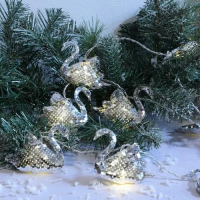 Image of Noma 20 Warm White Silver Sequin Swan String Lights with Clear Cable (Pack of 1)