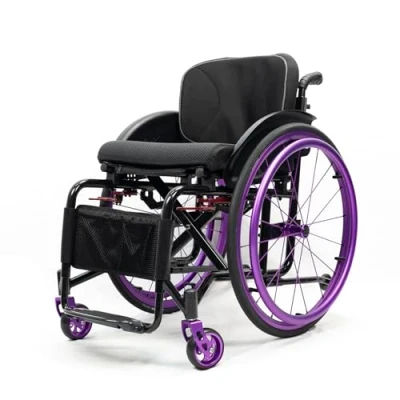 Image of LOERSS Aluminum Alloy Wheelchair,Sports Folding Transport Wheelchair,Lightweight Wheel Chair For Adults,Self propelled Manual Wheelchairs,Mobility Aids Adult,anti roll Wheel(14.9in/38cm,Purple)