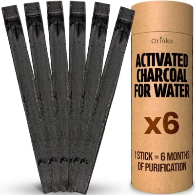 Image of Orinko Organic Binchotan x6 Takesumi Activated Charcoal from Bamboo for Water Purification Leave Behind Bottled with our