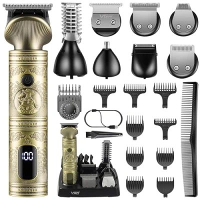 Image of VGR Beard Trimmer Kit for Men Rechargeable Professional,7 in 1 Cordless Hair Clipper,21Pieces Grooming with Clippers Foil Shaver Face,Body,Nose,Mustache