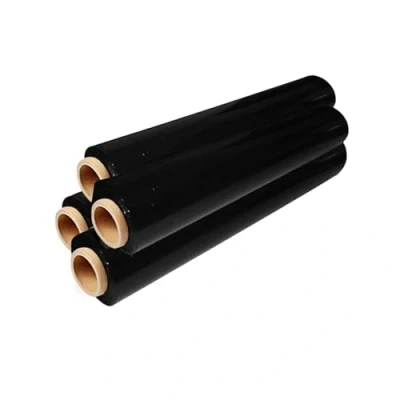 Image of TPZ Multi Use Strong Pallet Wrap Cling Film Tear Resistant Water &amp; Moisture Proof Stretch Shrink High Quality Easy to 400mm x 250m (Black, 4 Rolls)