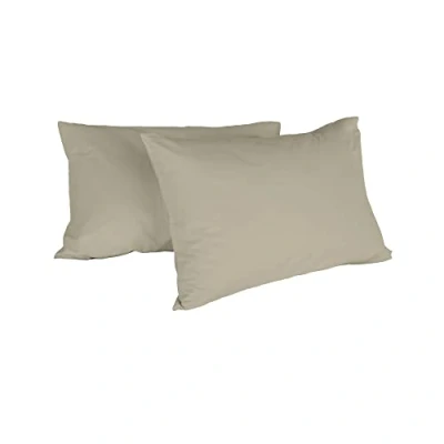 Image of Italian Bed Linen Max Couple of Plain Color Pillowcases, 100% Cotton, Dove Gray, 52x82cm
