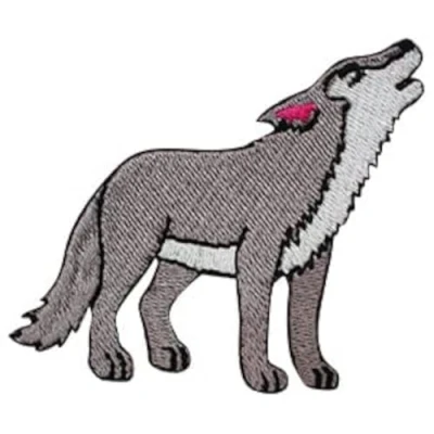 Image of Wolf Patch ,Baby Patch, Animal Cartoon Kids Embroidered Iron on Sew Badge for Clothes etc. 8x6cm