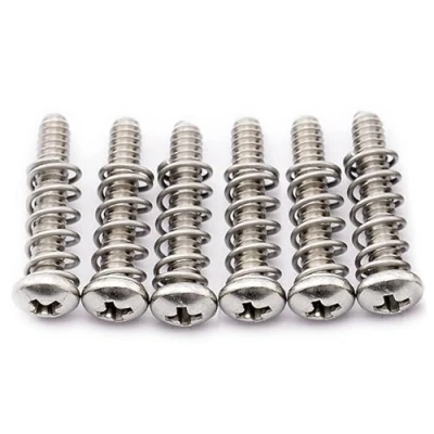 Image of Musiclily Pro #4 40X5/8&quot; Stainless Steel Saddle Intonation Screws and Springs Set for Fender Strat Style Electric Guitar Tremolo Bridge (Set of 6)