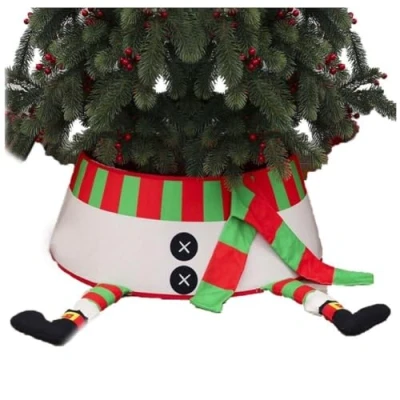 Image of Christmas Tree Collar Skirt Stand Base Xmas Decoration Cover Festive Decorates