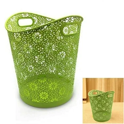 Image of ARA CHOICE Colorful Modern Floral Waste Bin Rubbish Home Office Paper Bedroom Easy to Use with Attractive Looks (Green)