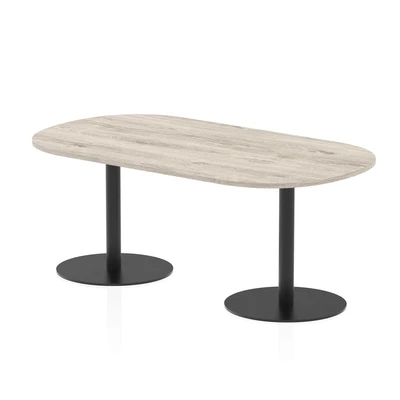 Image of Italia 1800mm Poseur Boardroom Table Grey Oak Top 720mm High Black Leg