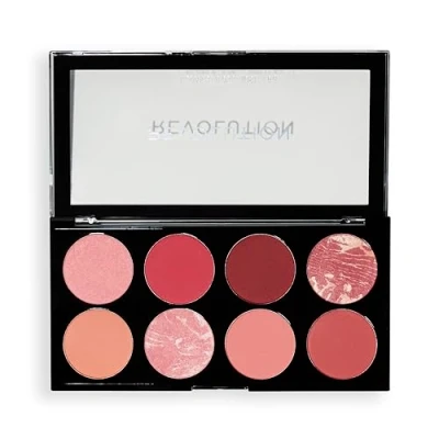 Image of Revolution, Ultra Blush Palette, 8 Pigmented Shimmer &amp; Matte Makeup Shades, Blendable Powder Formula, Vegan Cruelty Free, Sunset Burst, 1.6g
