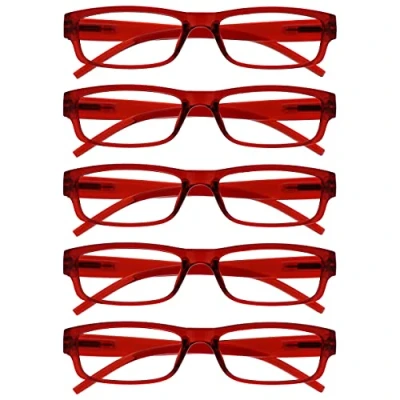 Image of The Reading Glasses Company Red Value 5 Pack Lightweight Mens Womens RRRRR32 Z +2.00