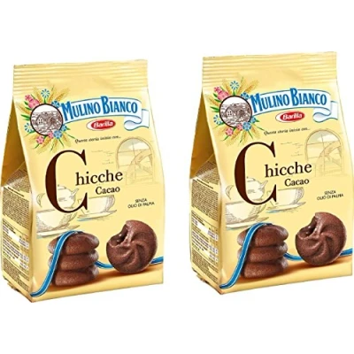 Image of Mulino Bianco: &quot;Chicche&quot; Shortcake filled with cocoa cream 7.05 Oz (200g) Pack of 4 [ Italian Import ]