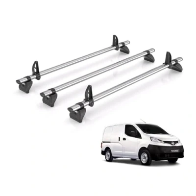 Image of Rhino Roof Rack for Nissan NV200 2009 2021 [Nissan (2009 2021)] 3 Bars + Loadstops KB3FL/KLS2